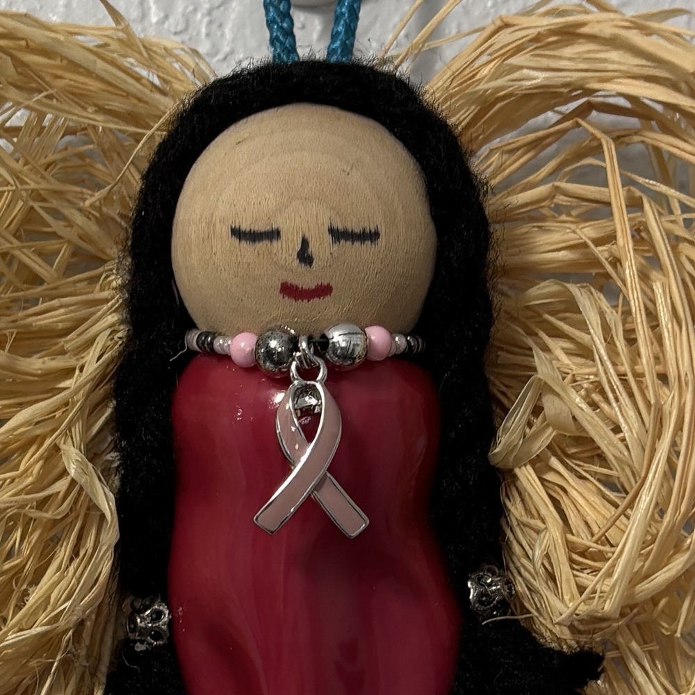 Red Chili Chile Pepper Angel Ornament/Magnet Breast Cancer Awareness Ribbon 5" - Picture 2 of 5